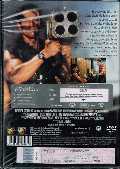 Filme em DVD: Comando (com Arnold Schwarzenegger) - NOVO! SELADO!