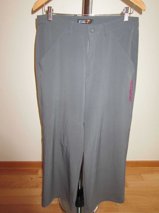 Calças Sra Desportivas Cinz Fecho+Mola c/ Bolsos+presilhas cinta L Usa