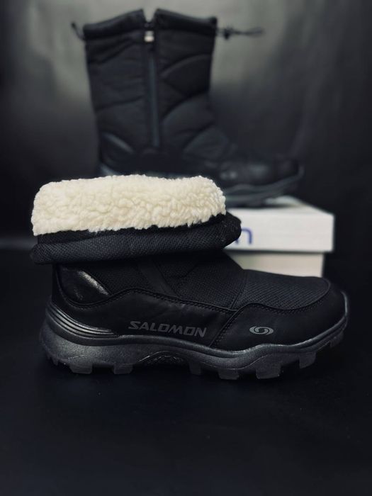 Мужские сапоги саломон черные для суровой зимы не промокаю не скользят
