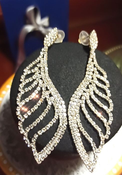 Серьги крылья с кристаллами Swarovski