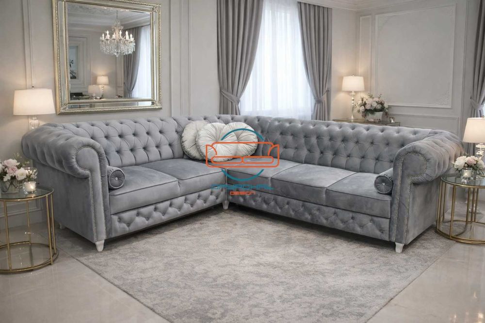 PRODUCENT Naroznik chesterfield glamour kryształki NR.8