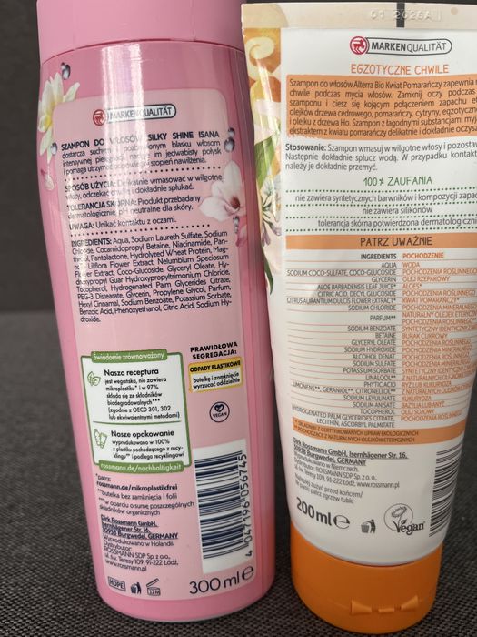 Zestaw odzywka szampon  Onlybio ,Isana ,Herbal Essences  Garnier