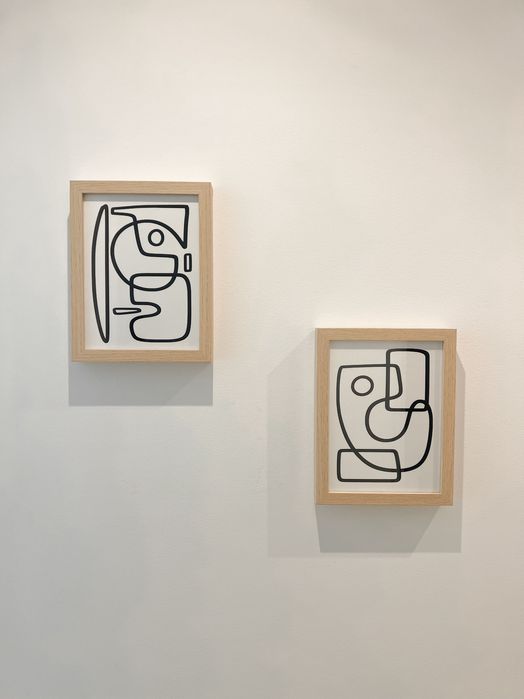 Conjunto de quadros em madeira e vidro 27x21 cm | Vinil Preto