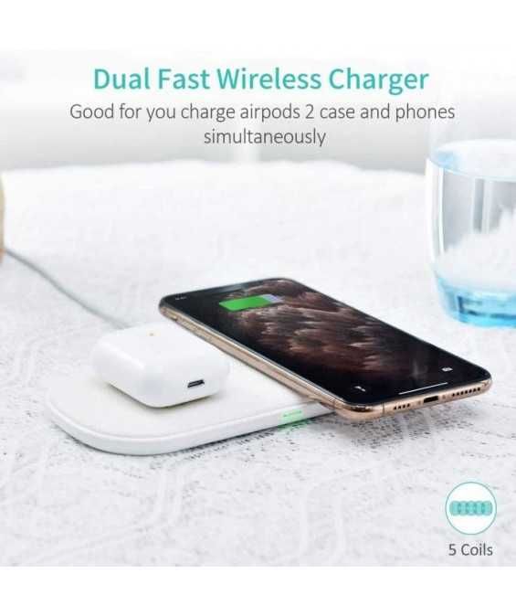 Carregador Wireless Indução 15W 360 Chotech Dual Fast Charge