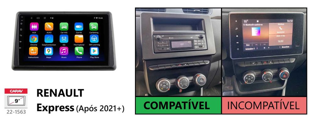 (NOVO) Rádio 2DIN 9" • Renault EXPRESS / Kangoo • Android [4+64GB]