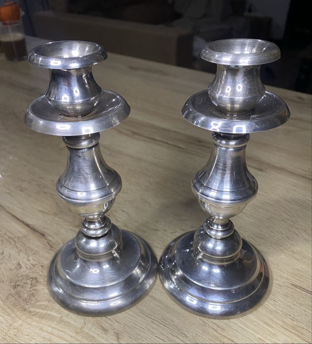 Castiçal antigo metal argentado