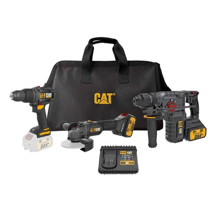 Kit CAT 18V com 3 Máquinas + 2 Baterias 4.0Ah — Novo LL29