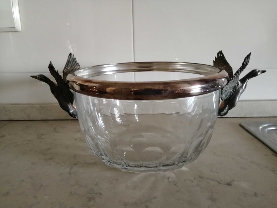 Taça / Saladeira de cristal antiga (troco por barra de 100gr de prata)