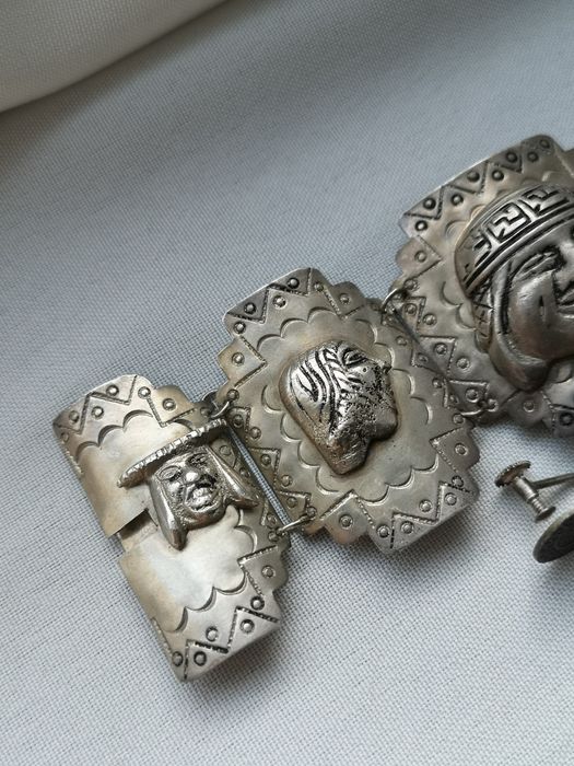komplet biżuterii Peru srebro 925 bransoletka klipsy