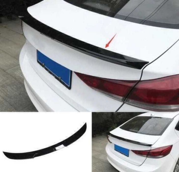 Спойлер чорний глянцевий Hyundai Elantra AD 2015-2018 / ABS пластик