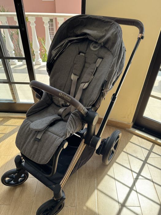 Trio Elétrico Cybex e-Priam Rose Gold Platinum (Completo + Base Isofix Z)