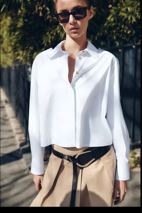 Сорочка рубашка біла zara кофта топ футболка