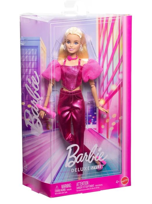 Barbie deluxe, Barbie twinning, барбі білявка в рожевому, барбі в однакових нарадах з собачкою
