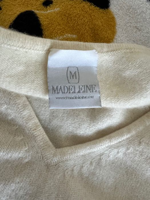 Sweter Madeleine 100% Kaszmir | Kremowy luksusowy sweterek v-neck | M