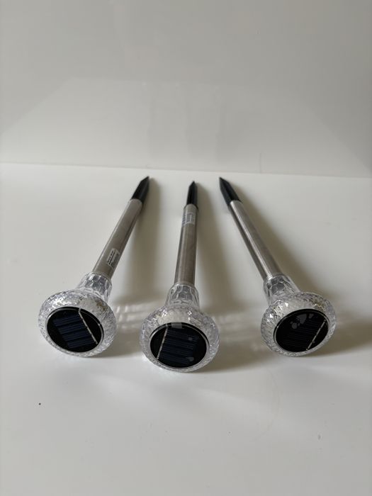 3 szt. lamp solarnych LED ogrodowych (stal nierdzewna, z szpikulcem)