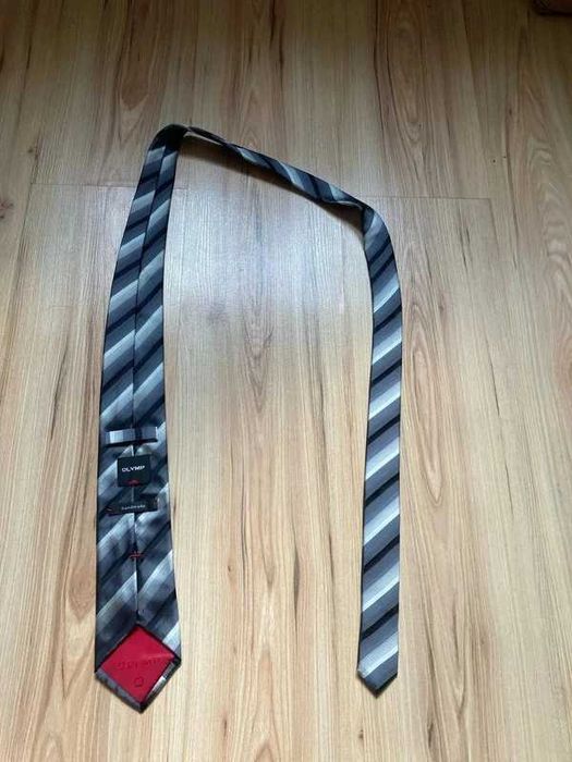 Szary krawat handmade Olymp, 100% JEDWAB