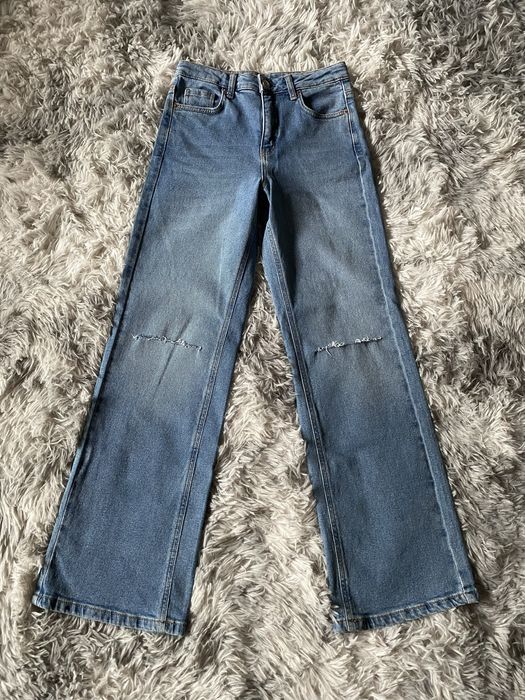 Jeansy z rozdarciami na kolanach szerokie XS 34 lab industries