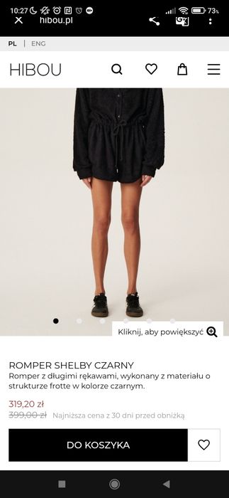 Przesyłka gratis HIBOU kombinezon Romper Shelby czarny 90% bambus