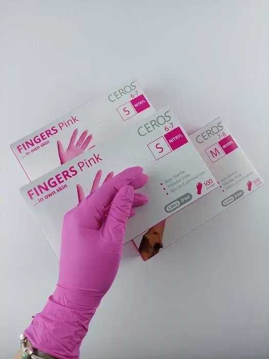 Рукавички нітрилові Ceros Pink розмір XS/S/M 100 шт/50 пар рожеві