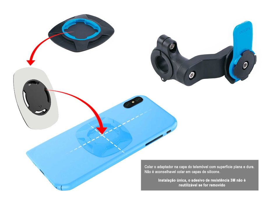 Suporte telemóvel género Quad Lock com amortecedor para moto/bicicleta