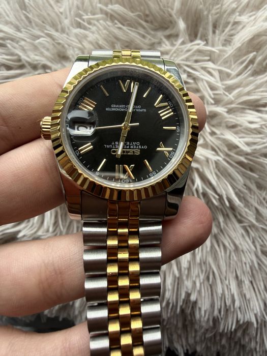 Seiko Automat 36 mm 2 Tone Czarna Tarcza Jubilee