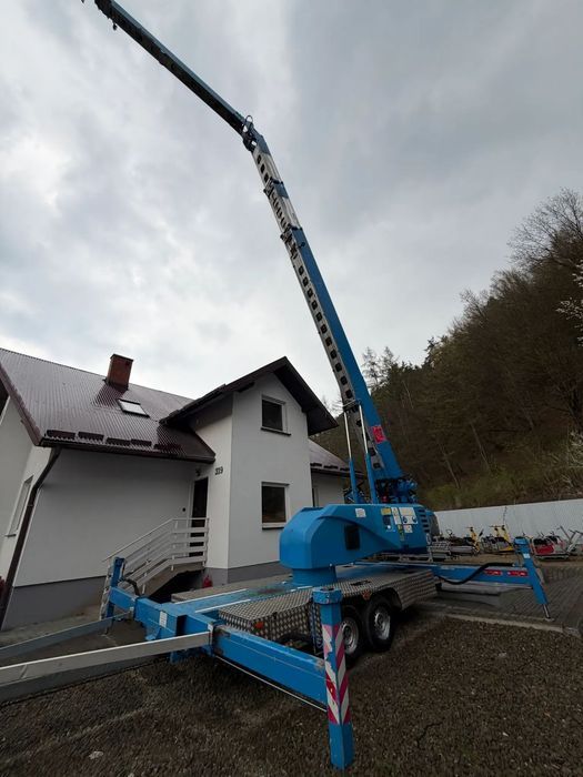 KLAAS 21/31TSP Dźwig Dekarski żuraw zwyżka podnośnik 31m. udźwig 1800kg max. Silnik Yanmar 3cyl. Dźwig Sterowany całkowicie zdalnie z pilota. Do 3,5 tony Transportowanie samochodem osobowym! Podwieszana oś Hydr. Własny Napęd Hydr. na 2 koła w terenie. Mas