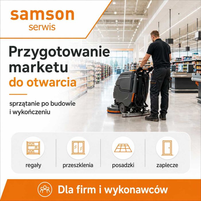 Sprzątanie sklepów i marketów przed otwarciem i odbiorem | Kraków i woj. małopolskie | po budowie, Sanepid, szorowarka, szorowarki, mycie posadzek