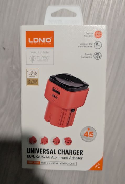 Ładowarka Podróżna LDNIO Z4 45W | Kostka Uniwersalna EU/UK/US/AU