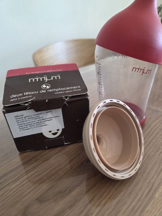 Butelka Mimijumi 240ml z dwoma smoczkami 1 i 2