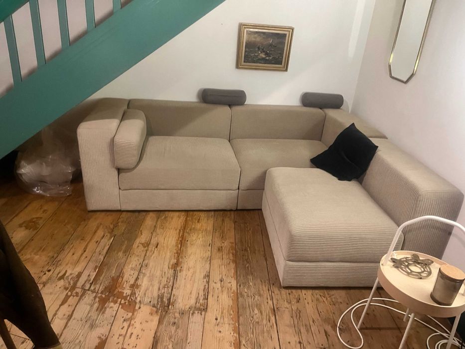 JÄTTEBO Sofá modular 3 lugares, Samsala bege acinzentado