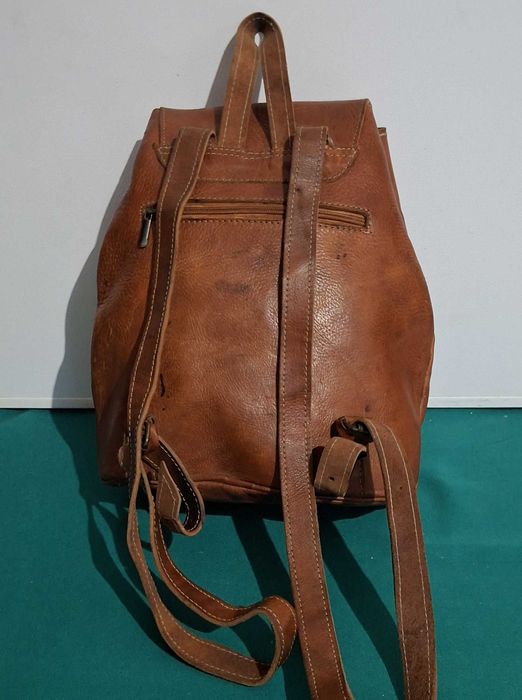 Caça - Mochila antiga de couro / cabedal forte