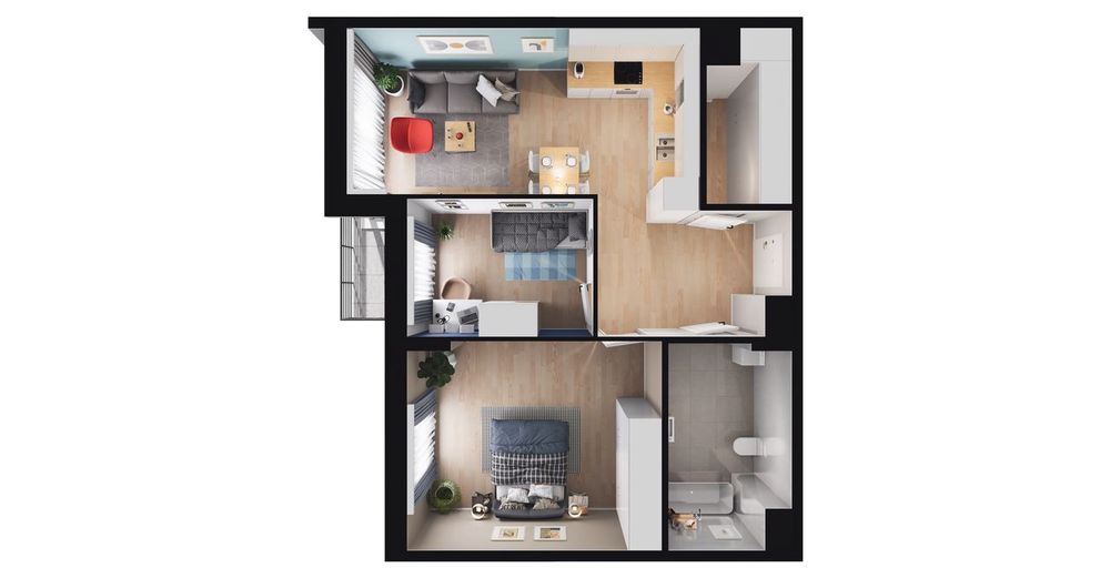 3-pokojowe mieszkanie 64m2 + loggia