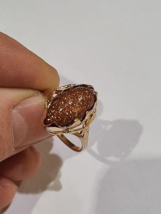 Золотое кольцо ссср с бирюзой нефритом авантюрином