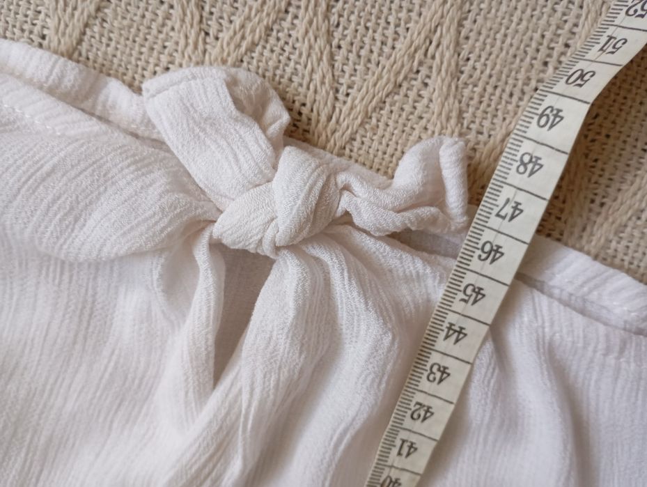 H&M 10-13L Luźna biała koszula z miękkiej tkaniny krepowej