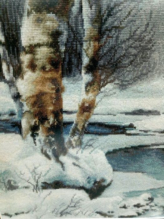КАРТИНА, вышитая мелким крестом. Ручная работа