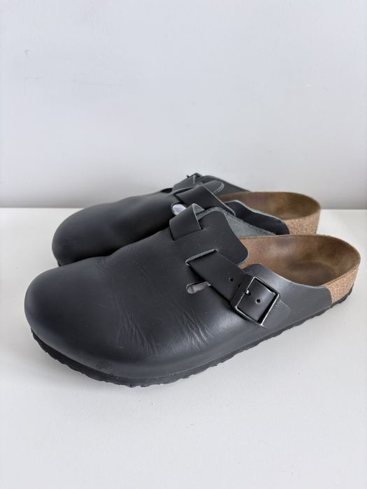 Birkenstock Boston Czarne Klapki Skórzane Męskie Rozmiar 45