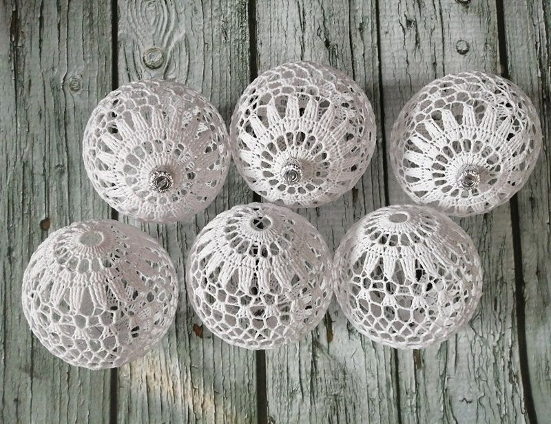 Bombka bombki szydełkowe 12cm białe