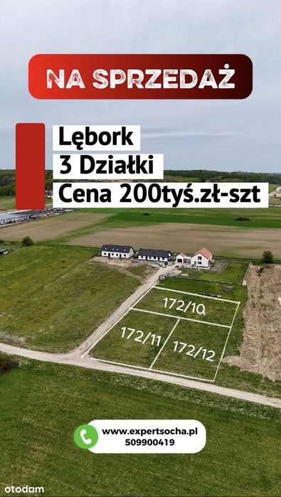 Działka (ul. Pułaskiego) Na Stoku w Lęborku nowe osiedle!!
