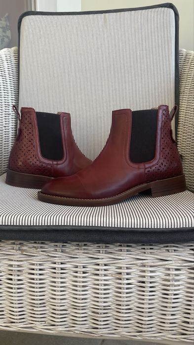 Botins em pele genuína bordeaux