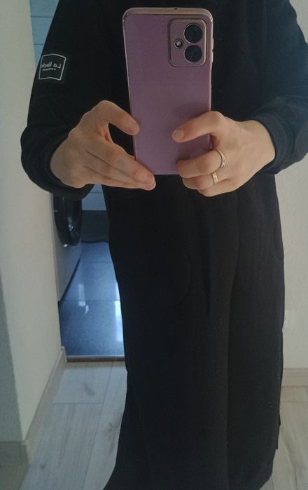 Sukienka tunika czarna ocieplana z kapturem La Blanche 36