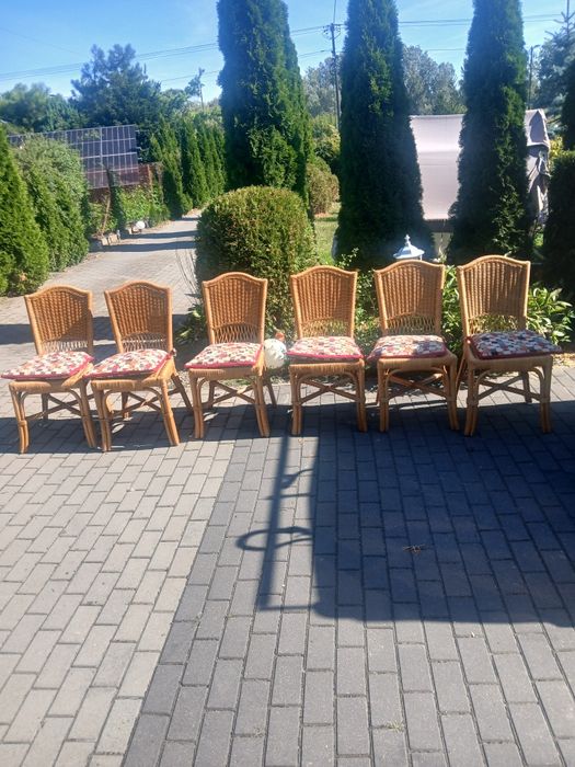 6 szt krzesla wiklinowe holandia jak nowe