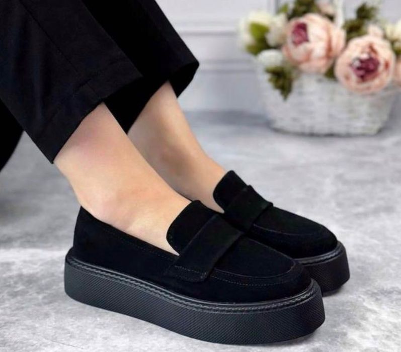 Лофери натуральний замш чорні,шоколад