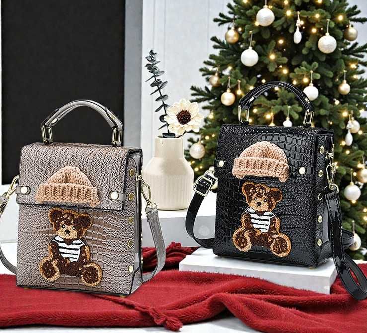 Детская мини сумочка с мишкой маленькая сумка мишка дитяча лакова