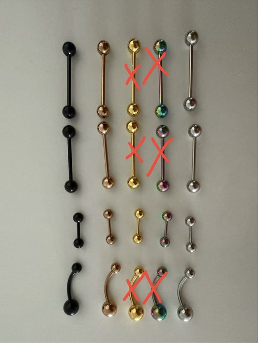 Lote Piercings (vários tamanhos, modelos e cores)