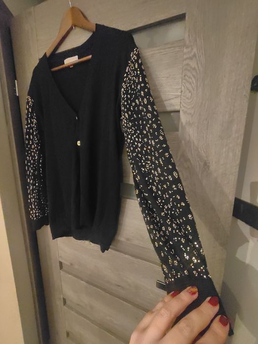 PIĘKNY czarny kardigan/sweter MICHAEL KORS że zdobieniami
