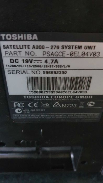 Portátil Toshiba A300-276 para Peças