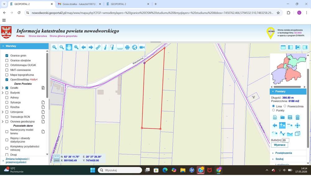 Sprzedam działkę budowlaną 5150 m² – pohled 2