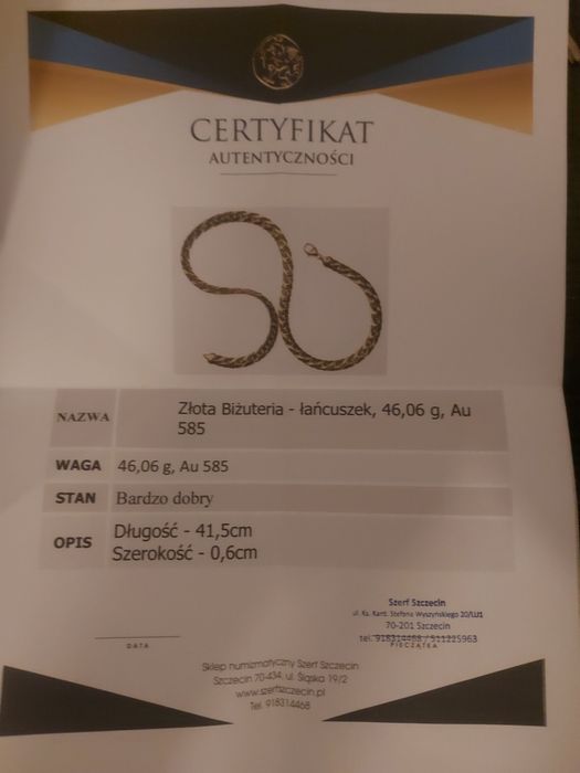 Złoty łańcuszek 585