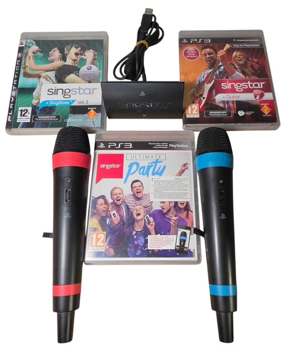 Zestaw Sony PS3 Sing Star + 2x mikrofon + czujnik + 3 gry