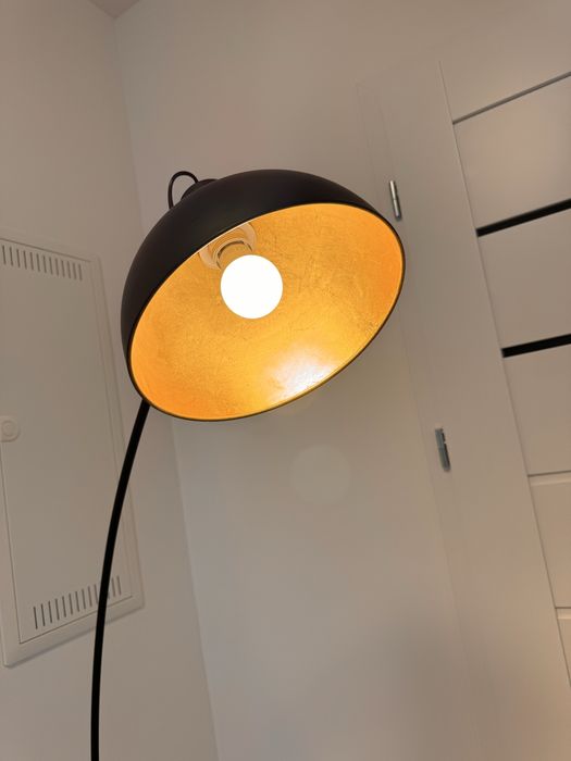 Lampa podłogowa łukowa stojąca loft / industrial czarno-złota